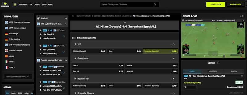 Sportuna Live Wetten